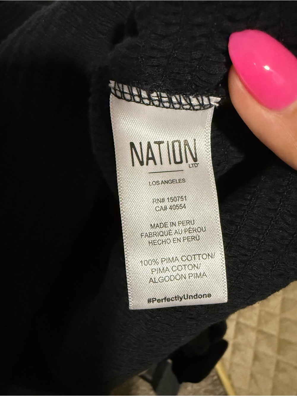 Women's Nation LTD Bunny Smocked Black Long Sleeve Scoop Neck Top - Picture 7 of 7